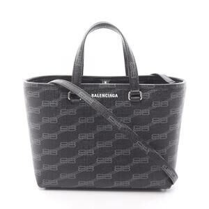 Balenciaga Signature Shopper Handbag Canvas Black Gray